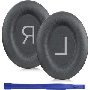 Allecto Plus - Zachte leren oorkussens voor draadloze hoofdtelefoon - Geluidsreducerend schuim - Eclipse grijs - Comfortabel en duurzaam