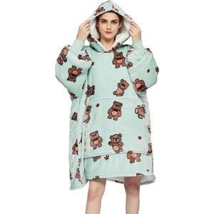Badrock Hoodie deken - Fleece deken met mouwen en capuchon – Oversized hoodie deken met mouwen – Fleece TV deken – Plaid met mouwen – hoodie blanket - Warm & zacht – Fleece poncho - Draagbare deken – beren