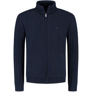 Fellows United Vest blauw (Maat: 3XL) - Kabelpatroon - Halslijn: Opstaande kraag,