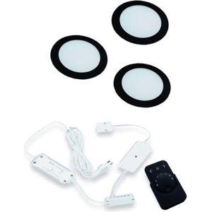 Hera FR-68 Dynamic LED set van 3 spots met dimmer inbouw 24V/15W zwart