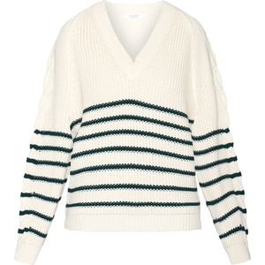 SISTERS POINT Miba-v.strip - Dames Trui - Cream/Pine - Maat XS