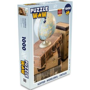Puzzel Koffer - Wereldbol - Vintage - Legpuzzel - Puzzel 1000 stukjes volwassenen