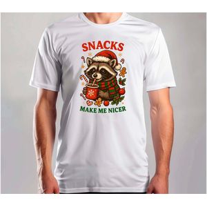 Snacks Makes Me Nicer - T Shirt - MerryChristmas - ChristmasVibes - Funny - Sarcasm - VrolijkKerstfeest - Kerstmis - Grappig - Sarcasme
