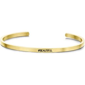 Key moments 8KM-B00194 Stalen Armband - Dames - Open Bangle - BEAUTIFUL - 62 MM - Staal - Gold plated
