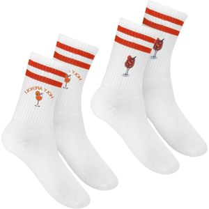 Provento - Grappige tennissokken voor dames en heren, wit motief cadeau