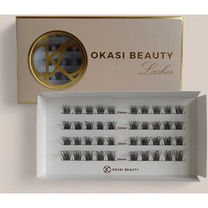 Okasi Beauty - Flawless - Premium Natural Lashes - 4 wimpersets per verpakking - 10-12-14 mm Mix Lengte - 40-cluster DIY wimperextensions - Ultradunne transparante wimperband