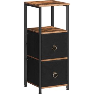 TRANKIELO® - Vrijstaande Badkamerkast met Opbergrek – Vintage Bruin – Chique en Ruimtebesparend – Multifunctioneel en Duurzaam – Voorzien van Twee Stoffen Lades