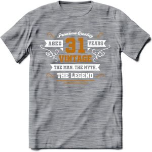 31 Jaar Legend T-Shirt | Goud - Wit | Grappig Verjaardag en Feest Cadeau Shirt | Dames - Heren - Unisex | Tshirt Kleding Kado | - Donker Grijs - Gemaleerd - XXL