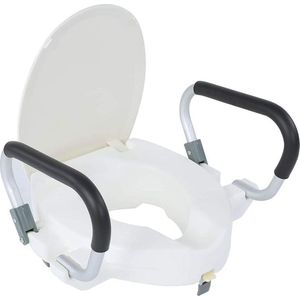 Verhoogde toiletbril met handgrepen - 10 cm verhoogd - verwijderbare gewatteerde armsteun - voor gehandicapten, ouderen, zwangere vrouwen .