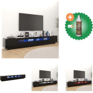 vidaXL Tv-meubel met LED-verlichting 260x35x40 cm zwart - Kast - Inclusief Houtreiniger en verfrisser