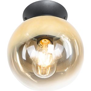 QAZQA pallon - Art Deco Plafondlamp - 1 lichts - Ø 20 cm - Zwart Goud - Woonkamer | Slaapkamer | Keuken