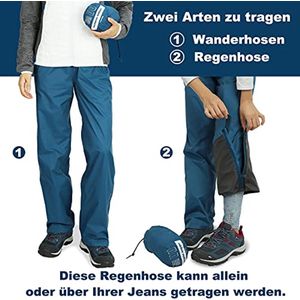 Waterdichte en Ademend Dames Regenbroek – Gevoerde Winddichte Overtrekbroek voor Wandelen en Fietsen