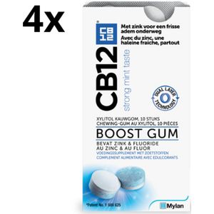 CB12 Boost Kauwgom Strong Mint - 4 x 10 stuks - Voordeelverpakking