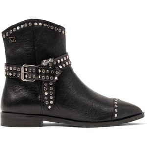 Lazamani - Zora Dames Enkellaarsjes Leer Black - Maat 37