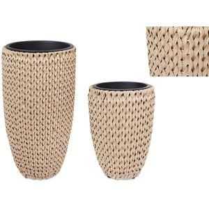 Fameilleur Plantenbak 2-in-1 Bruin | Voor Binnen en Buiten | Weerbestendig, Lichtgewicht & Duurzaam | Plantenbak met 3 Binnenpotten | Ideaal voor Tuin, Balkon, Terras & Tuinaccessoires | Rotanlook | Tuinplanten & Bloemen-bloempot-planten bak-bloem po