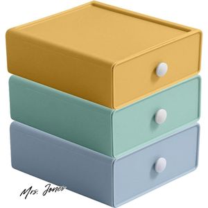 Mrs. Jones 3 stuks stapelbare commode van kunststof - stapelbaar laden voor kantoor toilet bureau (3 kleuren) .