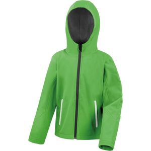 Result Core Kids Unisex Junior Hooded Softshell Jacket (Levendig groen/zwart)