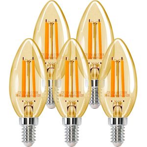 LED Lamp 4W (35W Equivalent), C35 E14 Fitting, 2200K Warm Witte Retro Gloeilampen, 400 Lumen, Niet Dimbaar, Verpakking van 5