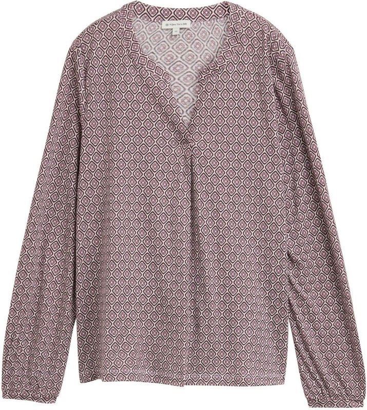 Tom Tailor - Blouse - Rood - Grafisch Patroon - Lange Mouwen