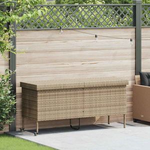 vidaXL - Tuinbox - met - wielen - 160x55x75 - cm - poly - rattan - beige