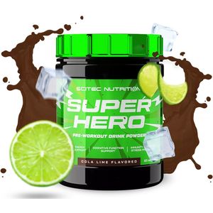 Scitec Nutrition® - Superhero Pre-Workout (285 gram - Cola/Lime) - Cola/Limoen - 30 doseringen - pre workout met extra caffeine - poeder