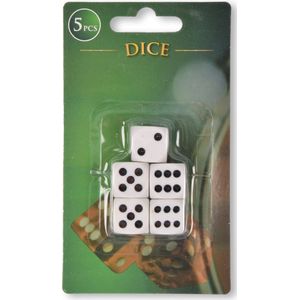 Dobbelstenen Set voor Dungeons & Dragons en Meer - Plastic, Wit/Zwart, 1.5cmx1.5cm - 5 stuks - Geschikt voor Bordspellen, Kaartspellen & Casinoavonden