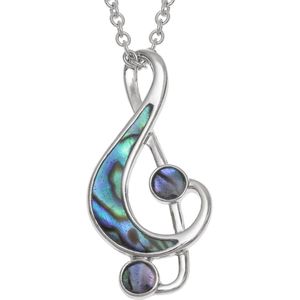 Muzieknoot Hanger Ketting met Paua Abalone Schelp