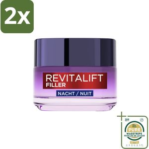 L'Oréal Paris Revitalift Filler - Nachtcrème - Anti-Veroudering - 50 ml - Voordeelverpakking - 2 stuks - Anti-aging crème - Nachtcrème