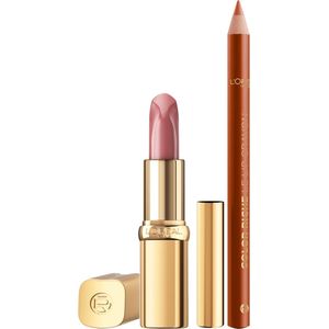 L'Oréal Paris Color Riche Satin Nude Lippenstift 601 Worth It & Color Riche Lipliner 236 Organza - Lippenstift verrijkt met arganolie - Roze Lippotlood - Routine Bundel