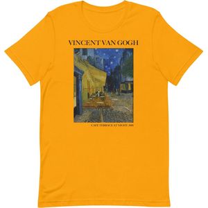 Vincent van Gogh 'Terras bij Nacht' (""Café Terrace at Night"") Beroemd Schilderij T-Shirt | Unisex Klassiek Kunst T-shirt | Goud | M