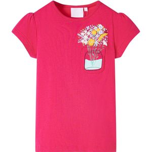 vidaXL-Kindershirt-met-bloemenprint-140-felroze