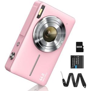WNHB® Digitale Camera 44MP met 16x Zoom – Full HD 1080p – Inclusief 32GB Geheugenkaart – Compact Fototoestel voor Kinderen & Beginners