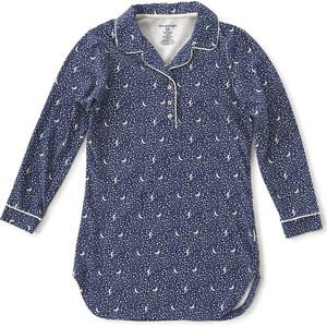 Little Label Dames Nachthemd - Maat XS / 34 - Model slaapshirt - Blauw, Wit - Zachte BIO Katoen