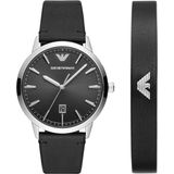 Emporio Armani AR80064SET Herenhorloge Geschenkset 43 mm - Zilverkleurig