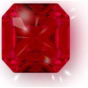 Quiges - Eligo Verwisselbaar Glas geslepen 12 mm Vierkant Zirkonia Robijn Rood voor Zilveren Ring - 12 mm - ER12S016