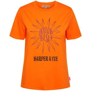 Harper & Yve Followthesun-ss Tops & T-shirts Dames - Shirt - Oranje - Maat S