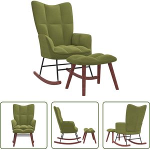 The Living Store Schommelfauteuil Blokpatroon - 61 x 78 x 98 cm - Lichtgroen