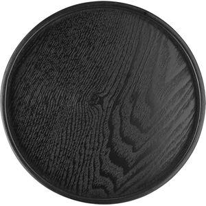 Groot Zwart Houten Dienblad Rond - Decoratief Voedseldienblad voor Thuiskantoor en Theesalon - Dinerdienbladen Theedienblad Barblad - 30 cm 12 inch .