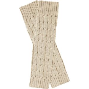 2 paar lange beenwarmers voor dames - dames meisjes winter gehaakte gebreide beenwarmers - modieuze warme beenwarmers - kniekousen - beensokken - kousen - one size fits all - beige+wit - 40*8.5cm