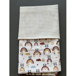 baby deken kinderwagen deken wieg deken creme panda regenboog 60 x 90 cm