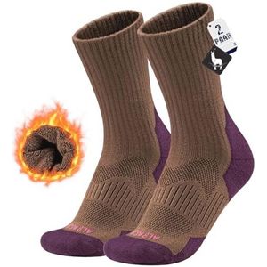 Warm Alpacawol Skisokken voor Mannen en Vrouwen - Dikke Thermische Sokken voor Snowboard en Wintersport - Maat 35-51 - Set van 2
