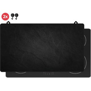 KitchyMist Inductie Beschermer Stenen Muur in het Zwart - 90x52 cm - Afdekplaat voor Kookplaat - Inductie Mat - Keuken Spatscherm