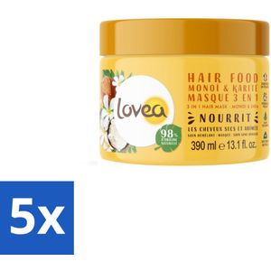 Lovea – Haarmasker – Monoï & Shea 3-in-1 – Intensief voedend – 390 ml - Bulkverpakking - 5 stuks
