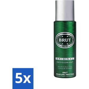 Brut - Deodorant - Spray - Original - Langdurige frisheid - 200ml - Bulkverpakking - 5 stuks