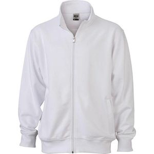 James and Nicholson Unisex Workwear Sweat Jacket (Wit)