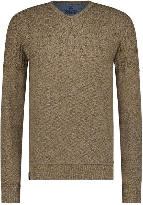 Fellows United Pullover V-Neck Structure Knit Oker (32.1103 - 151)