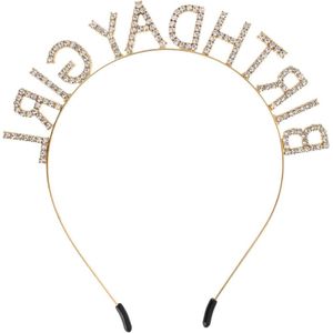 Gouden kristallen verjaardagskroon - Verjaardag hoofdband met rubberen afdekkingen - Verjaardag hoofdtooi voor meisjes en dames - 175 x 17 cm