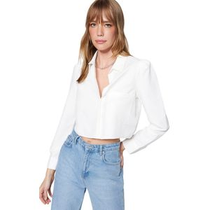 Trendyol Ecru Cropped Geweven Overhemd Met Normale Pasvorm Twoss23Go00117