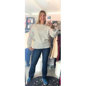 Pailletten trui - Wit - pailletten mouw - zachte trui - glitters - Metallic - One size