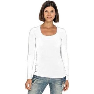 Bodyfit dames shirt lange mouwen/longsleeve wit - Dameskleding basic shirts L (40)